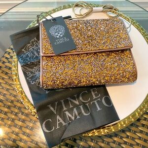 Vince Camuto Golden Clutch & Dust Bag NWT